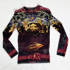 Iconic Jean Paul Gaultier Maille Sheer Mesh Long Sleeve Shirt, Size Medium